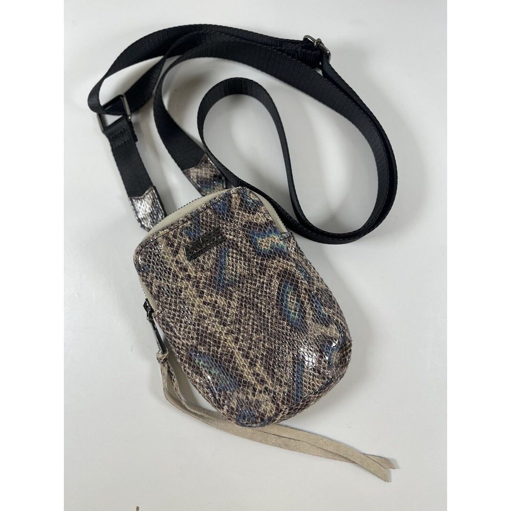 Aimee Kestenberg Snakeprint Just Saying Stadium Crossbody Bag Leather Mob Wife